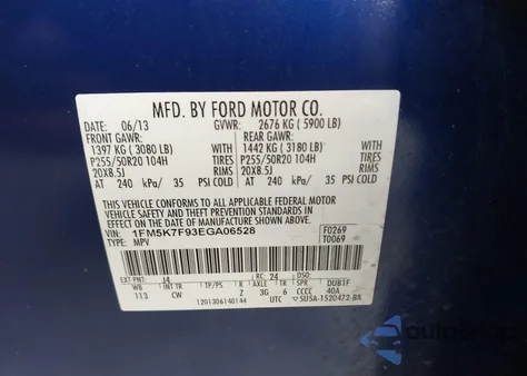 2014 Ford Explorer Limited z USA, uszkodzony, nr VIN 1FM5K7F93EGA06528